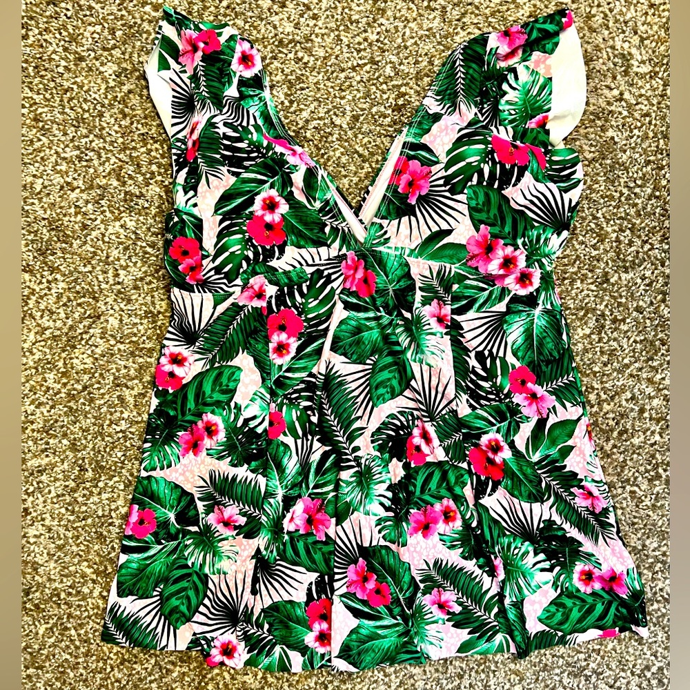 Plus size floral print swim dress